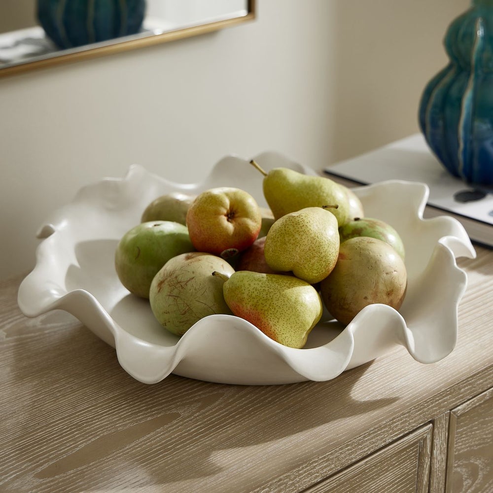 Uttermost Wave Crest White Ceramic Sculptural Decorative Bowl - Image 1