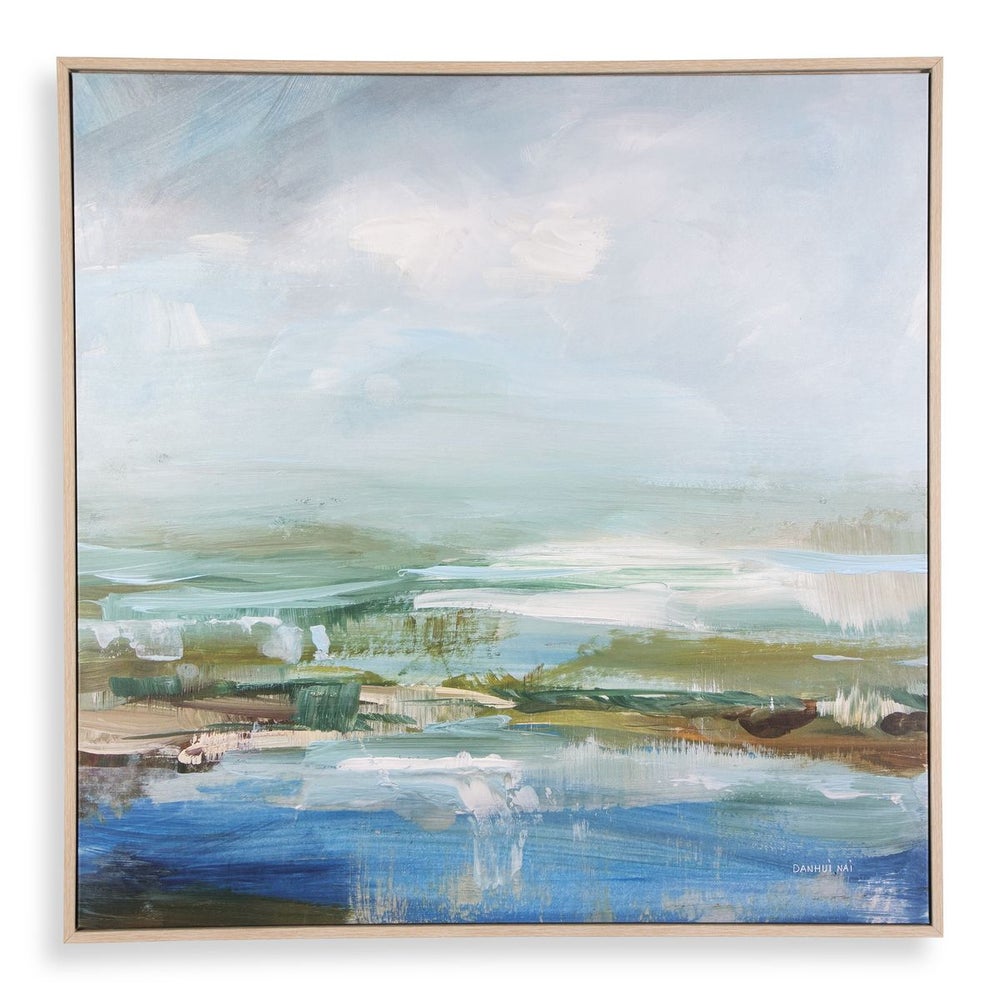 Uttermost Lush Valley Grey Whitewash Finished Framed Canvas - Image 1