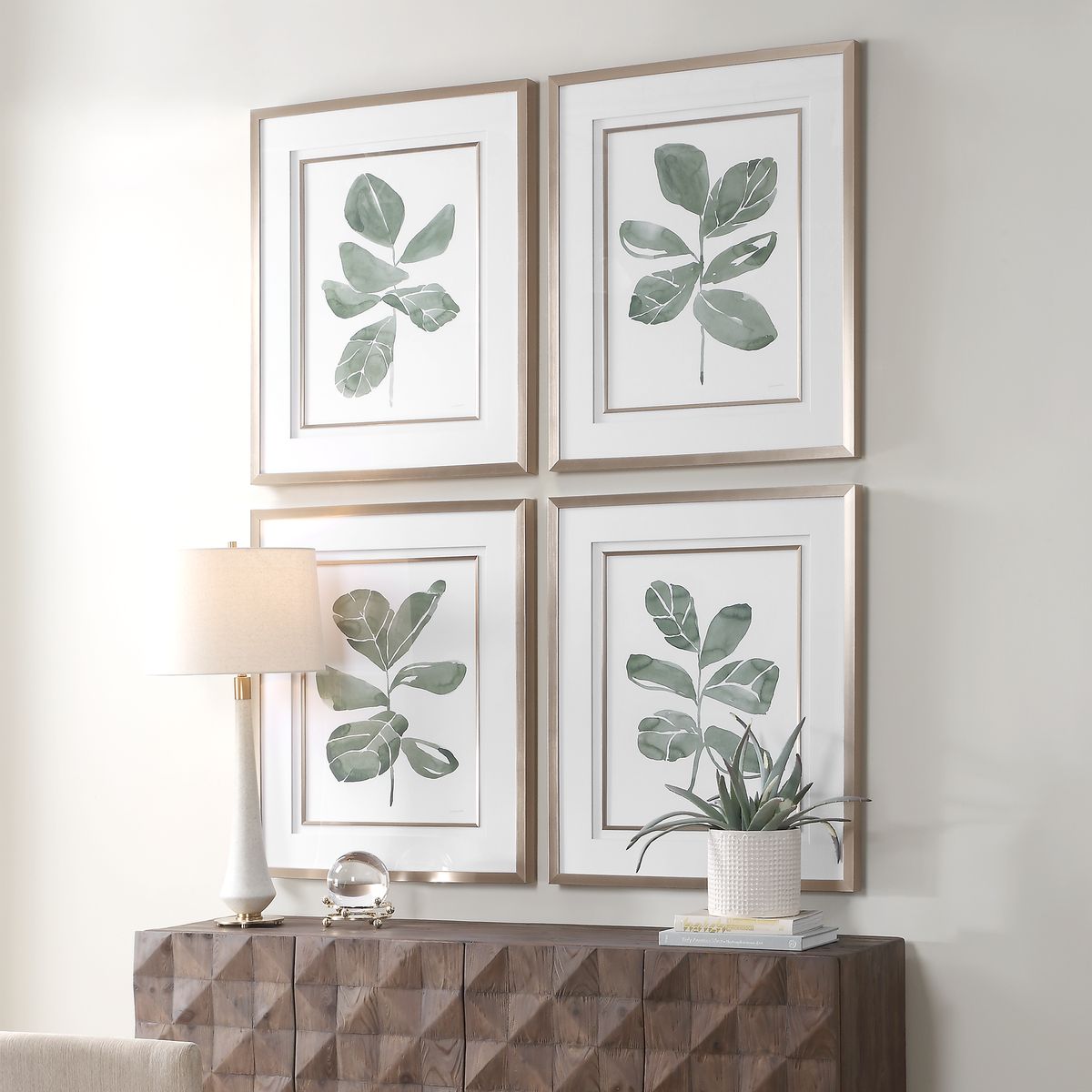 Uttermost Fiddle Head Leaf Set of 4 Botanical Framed Prints - Image 2