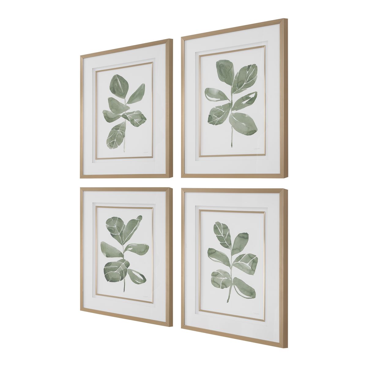 Uttermost Fiddle Head Leaf Set of 4 Botanical Framed Prints - Image 3
