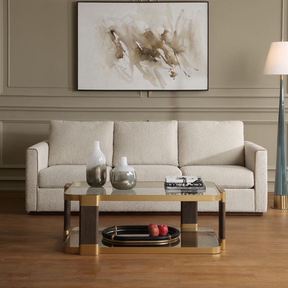 Uttermost Lorien Upholstered Looped Cream Boucle Sofa - Image 3