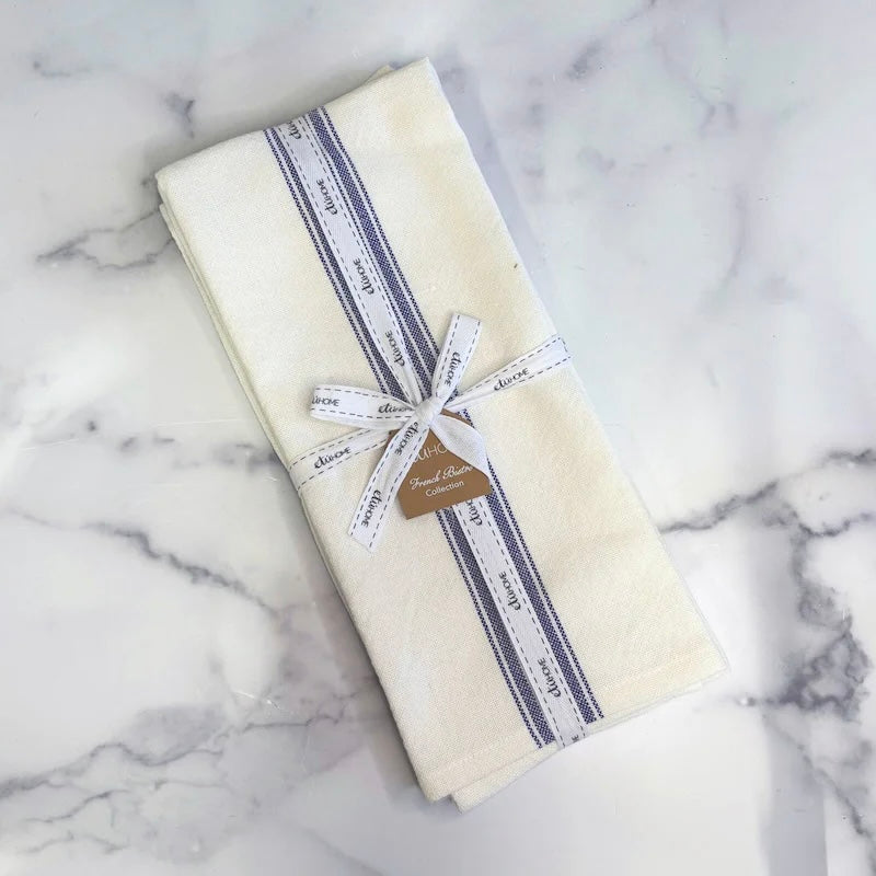 etúHOME Vintage Blue Stripe Kitchen Tea Towels ~ Set of 2 - Image 2