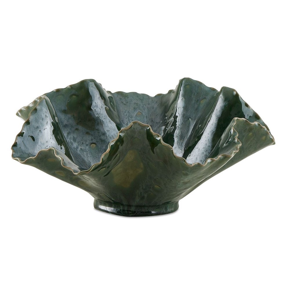 Uttermost Verdant Bloom Glossy Emerald Glazed Bowl ~ Indoor And Outdoor Use - Image 3