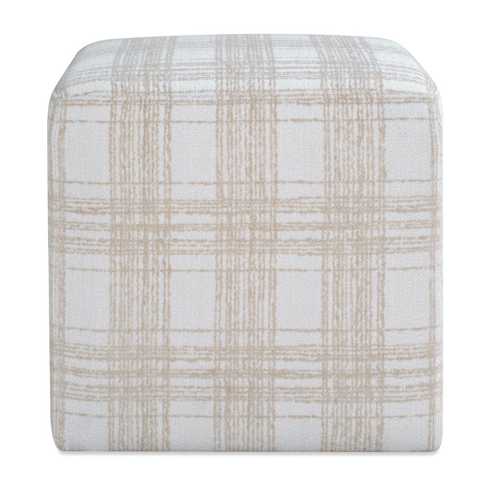 Uttermost Joie Beige Plaid Plush Chenille Ottoman - Image 2