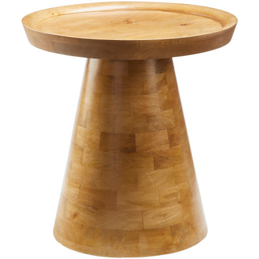 Surya Amira Modern Natural Mango Wood Round Accent Side Table AMIR-002 - Image 1