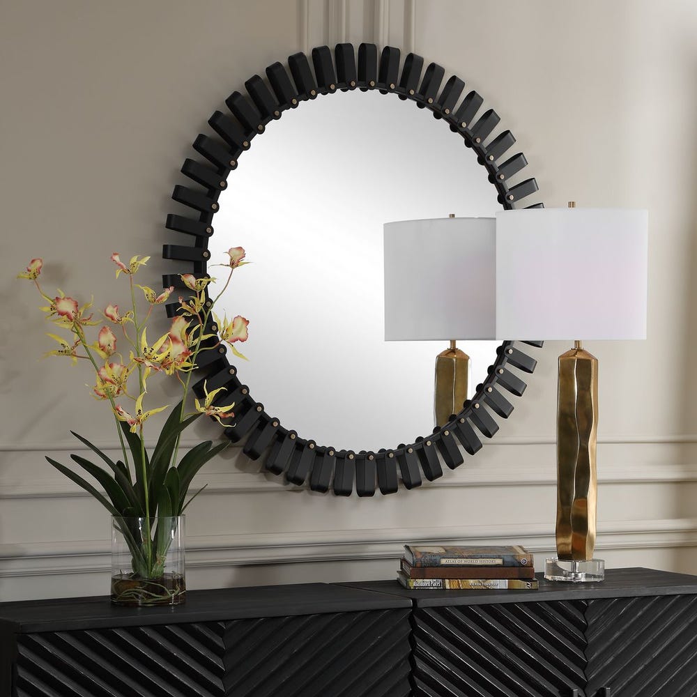 Uttermost Jael Industrial Iron Finished In Satin Black Round Mirror - Image 2