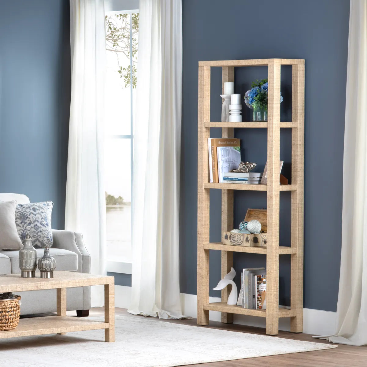Crestview Collection Providence 4 Shelf Rafia Etagere - Image 1