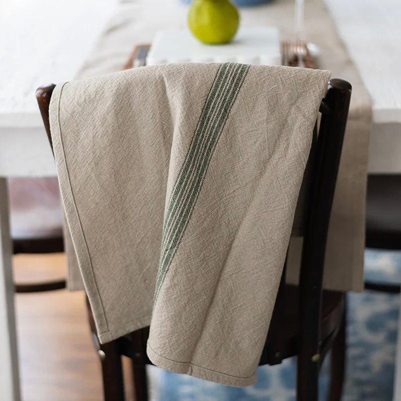 etúHOME Vintage Spruce Green Stripe Kitchen Tea Towels ~ Set of 2 - Image 3
