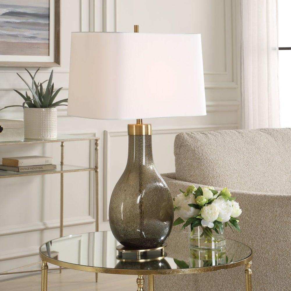 Uttermost Shyla Dark Moss Teardrop Glass Base Table Lamp - Image 1