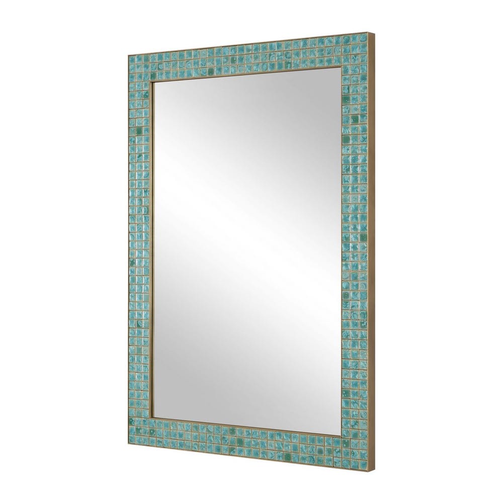 Uttermost Coralie Teal And Green Tile Border Mirror - Image 3