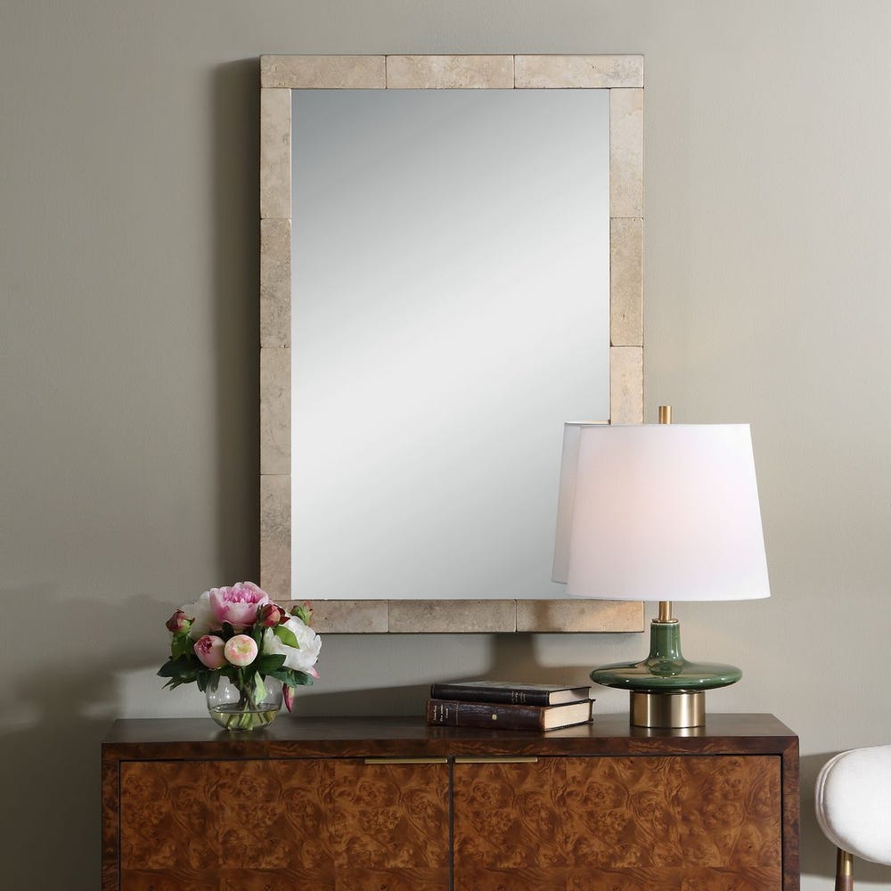 Uttermost Pave Framed Travertine Mirror - Image 1