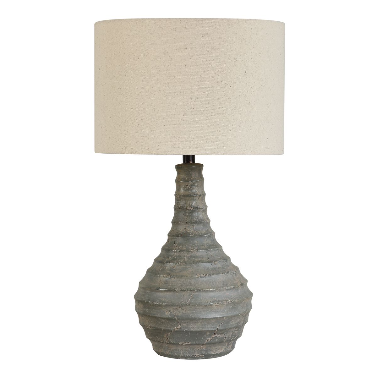 Uttermost Stratum Ribbed Concrete Table Lamp With Light Beige Linen Shade ~ Indoor And Outdoor Use - Image 3