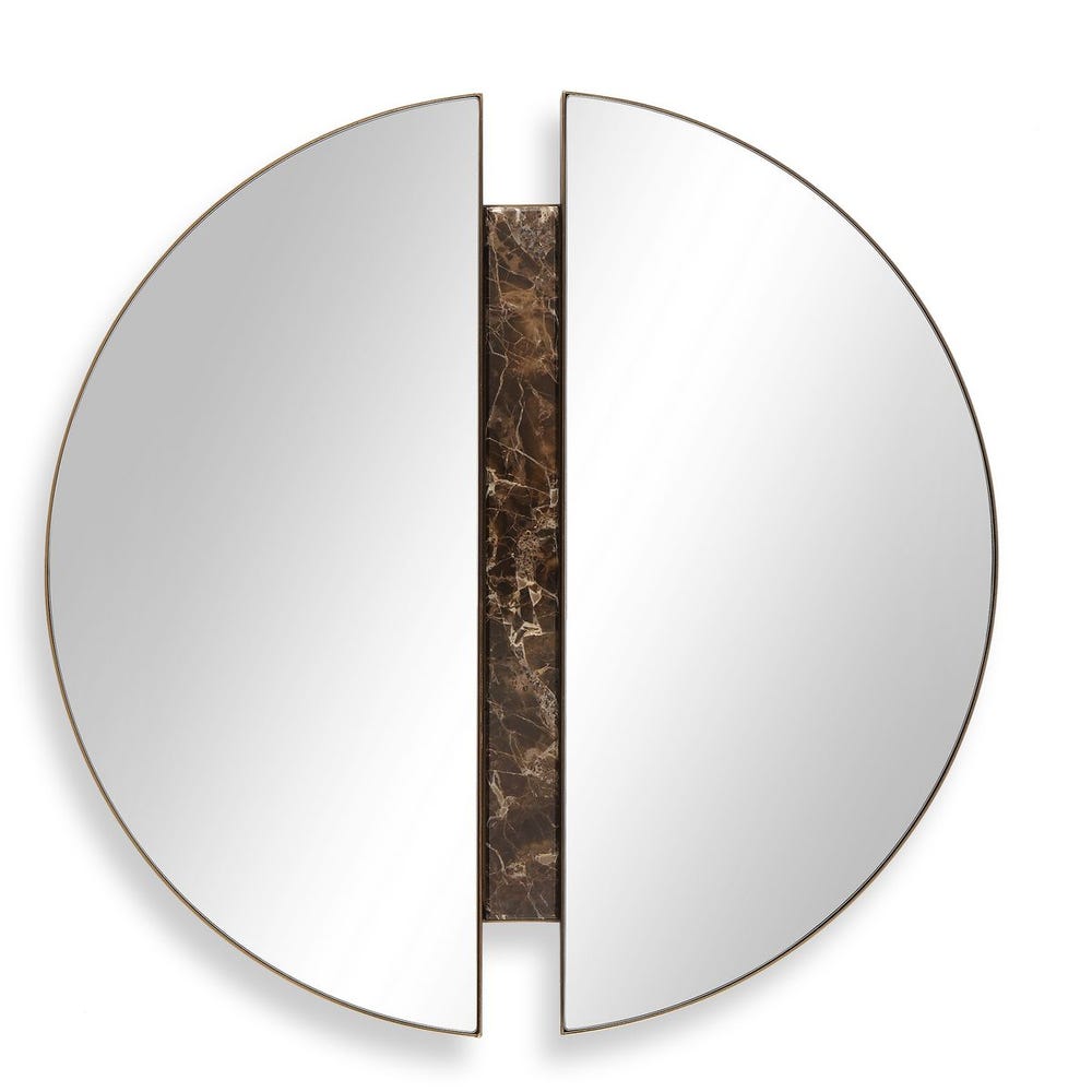 Uttermost Hanover Emperador Brown Marble Round Mirror - Image 3