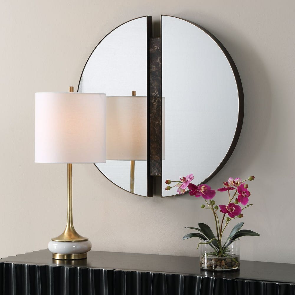 Uttermost Hanover Emperador Brown Marble Round Mirror - Image 2