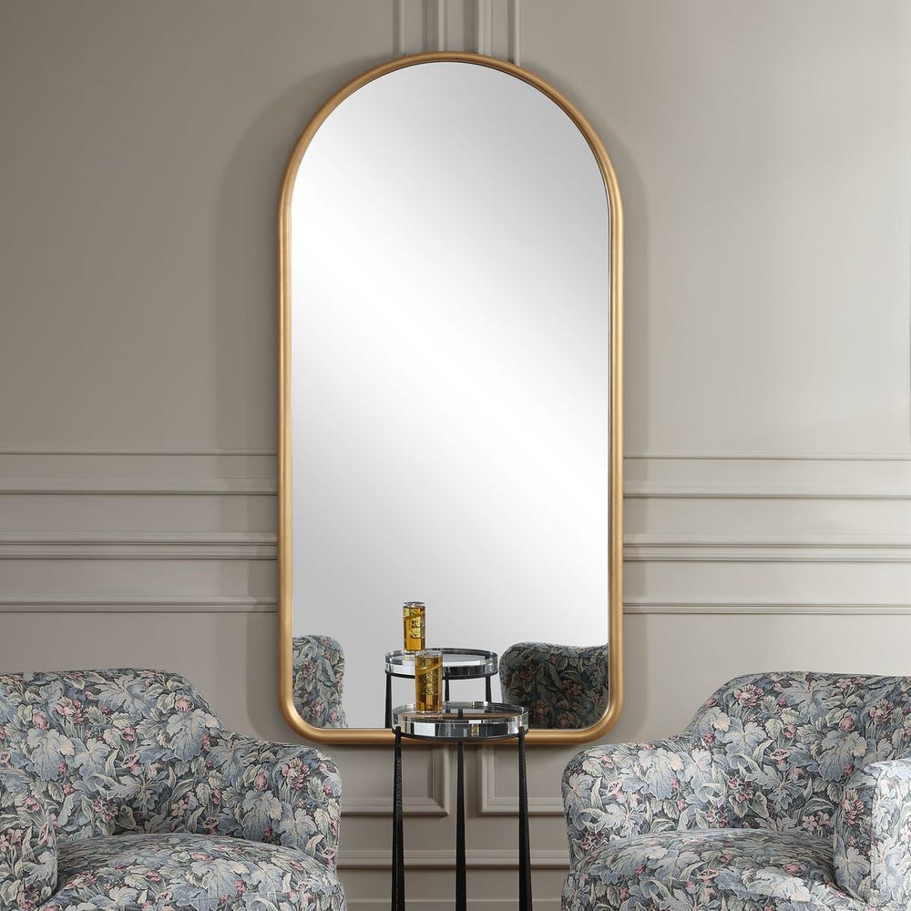 Uttermost Marvell Heavily Antique Gold Arch Mirror
