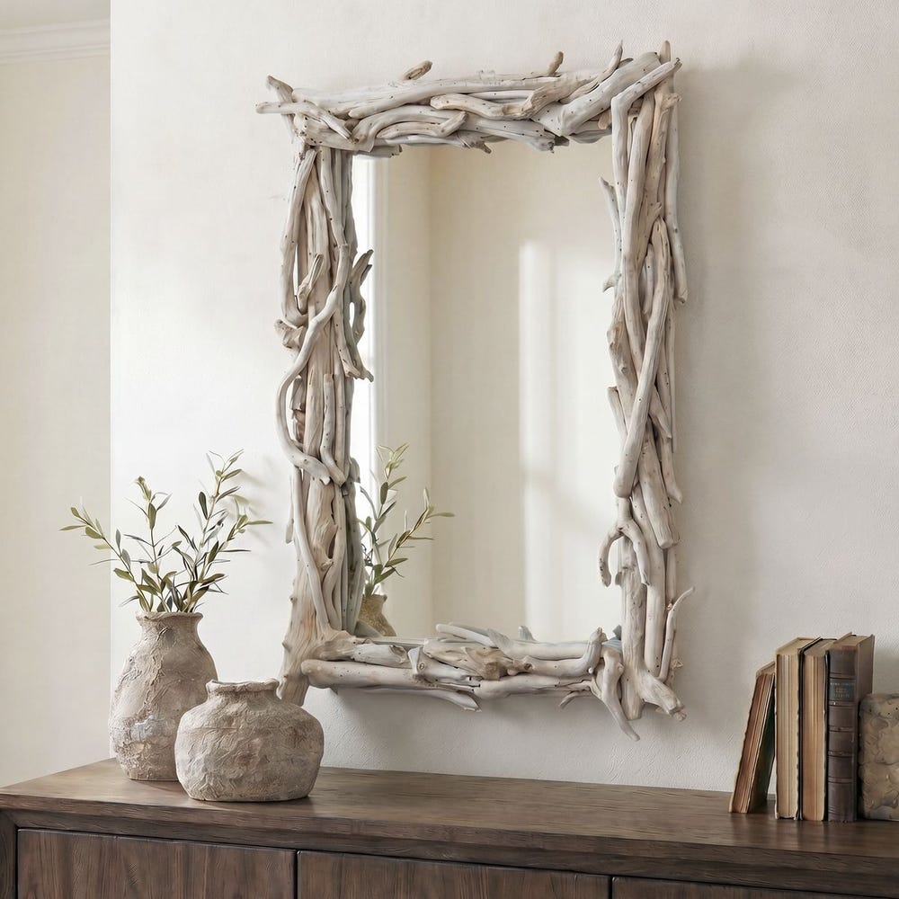 Uttermost Rooted Reflection Bleached Teak Wood Mirror