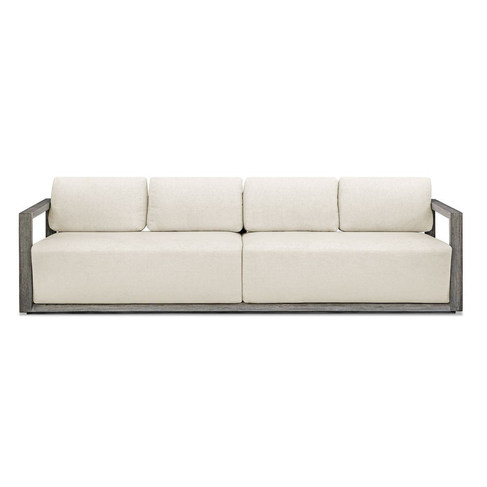 Uttermost Remsen Mahogany Wood With Oyster White Fabric Outdoor Sofa - Image 2