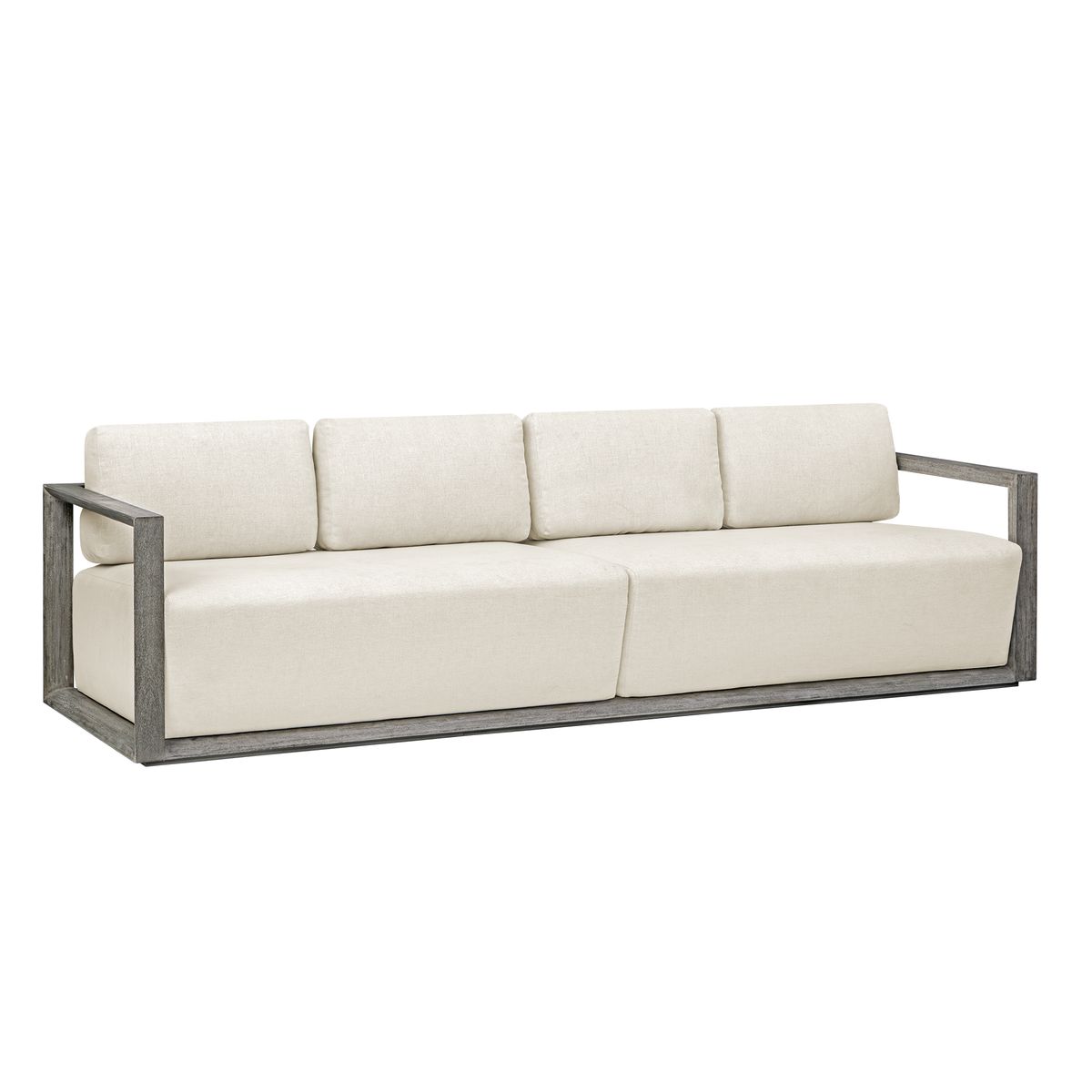 Uttermost Remsen Mahogany Wood With Oyster White Fabric Outdoor Sofa - Image 3