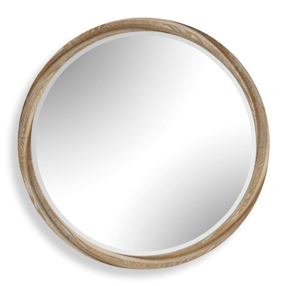 Uttermost Landry Twisted Light Wood Framed Round Mirror - Image 3