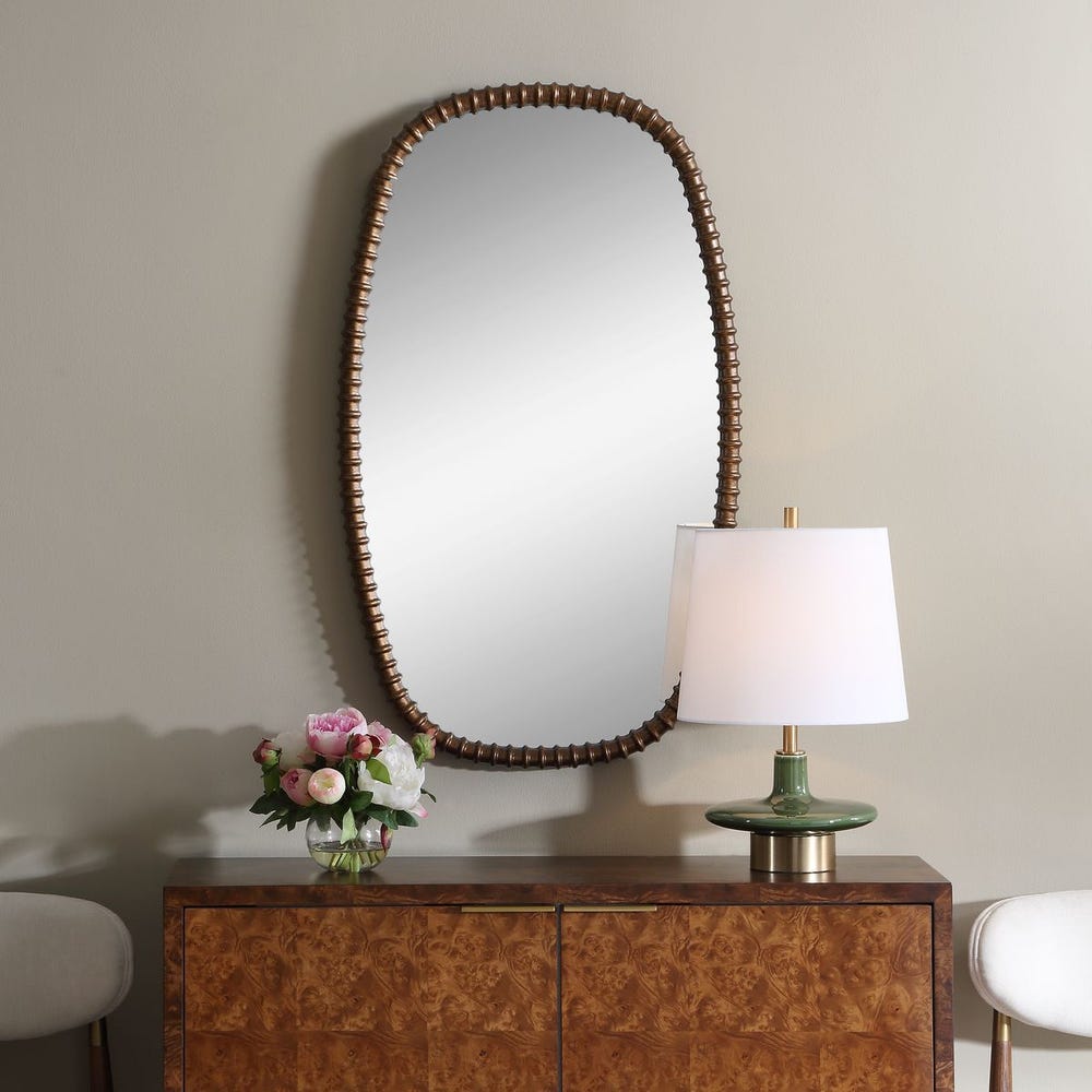 Uttermost Apphia Warm Bronzed Ribbed Framed Mirror