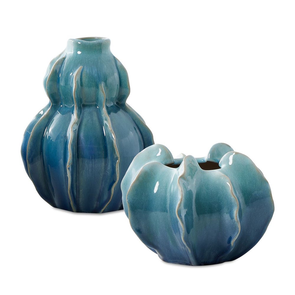 Uttermost Ocean Wave Set of 2 Ceramic Vases ~ Indoor And Outdoor Use - Image 2