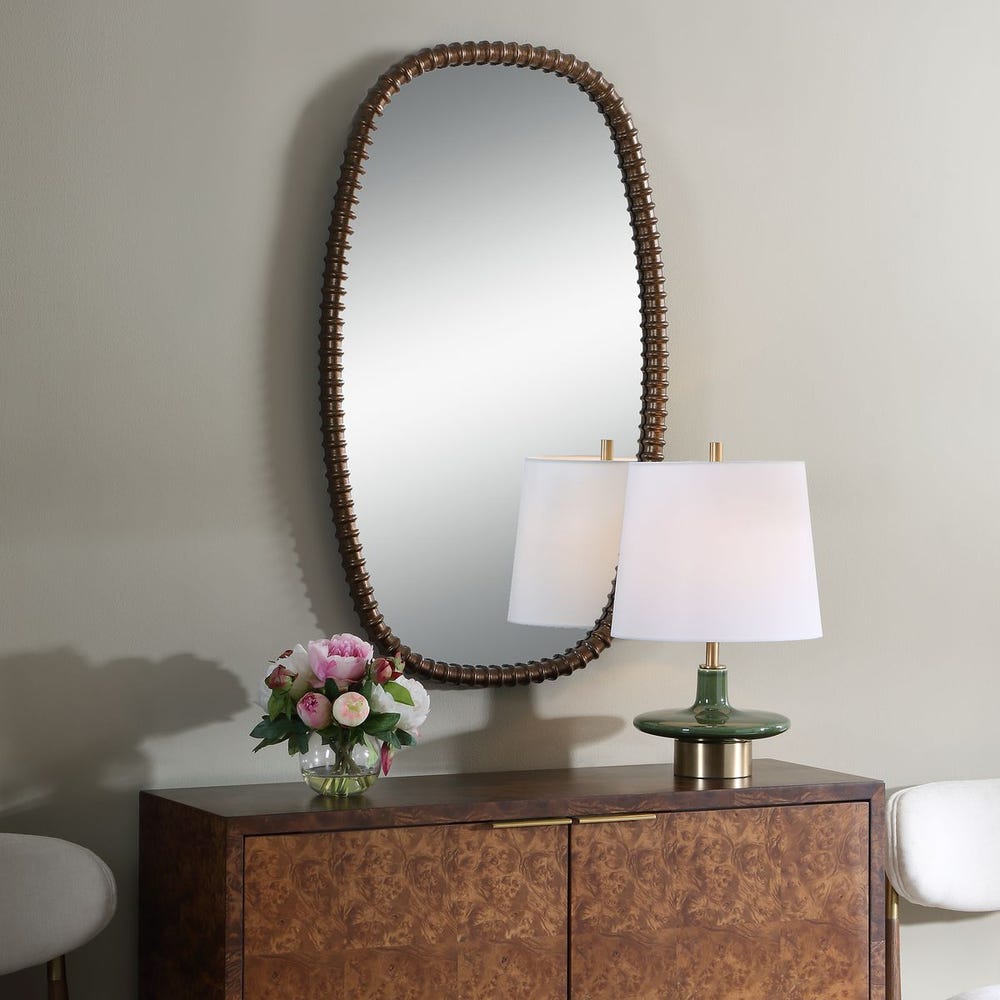 Uttermost Apphia Warm Bronzed Ribbed Framed Mirror - Image 2