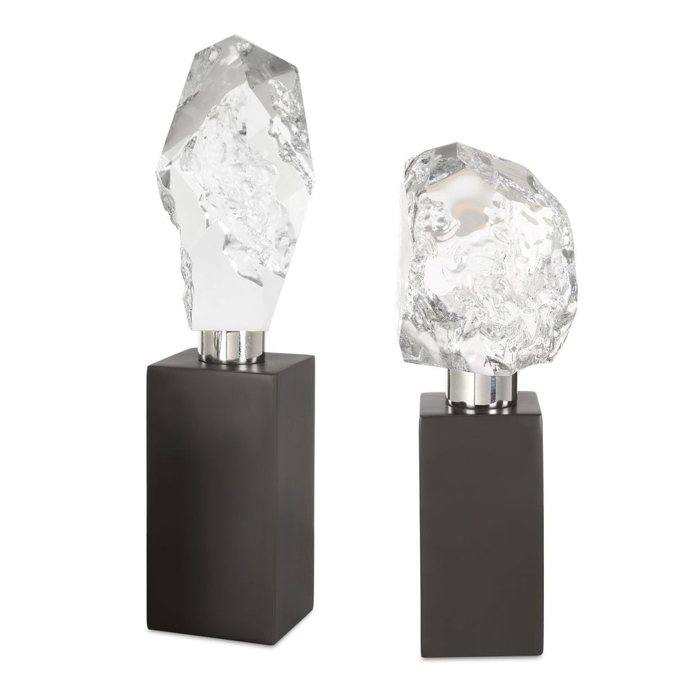 Uttermost Crystal Peak Crystal Sculptures With Sleek Black Base ~ Set Of 2 - Image 2