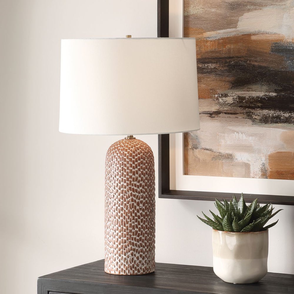 Uttermost Maclura Weave Pattern And Warm Brown Table Lamp - Image 1