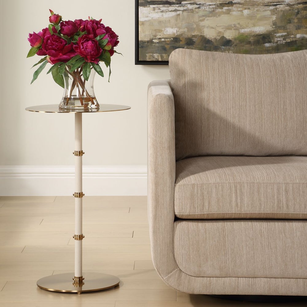Uttermost Cyprus White Shagreen Round Accent Table - Image 1