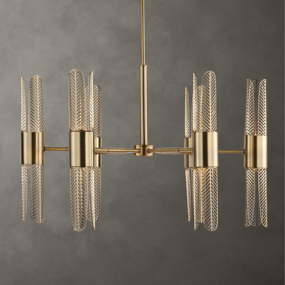 Uttermost Cret Art Deco Brass 12 Light Chandelier - Image 2