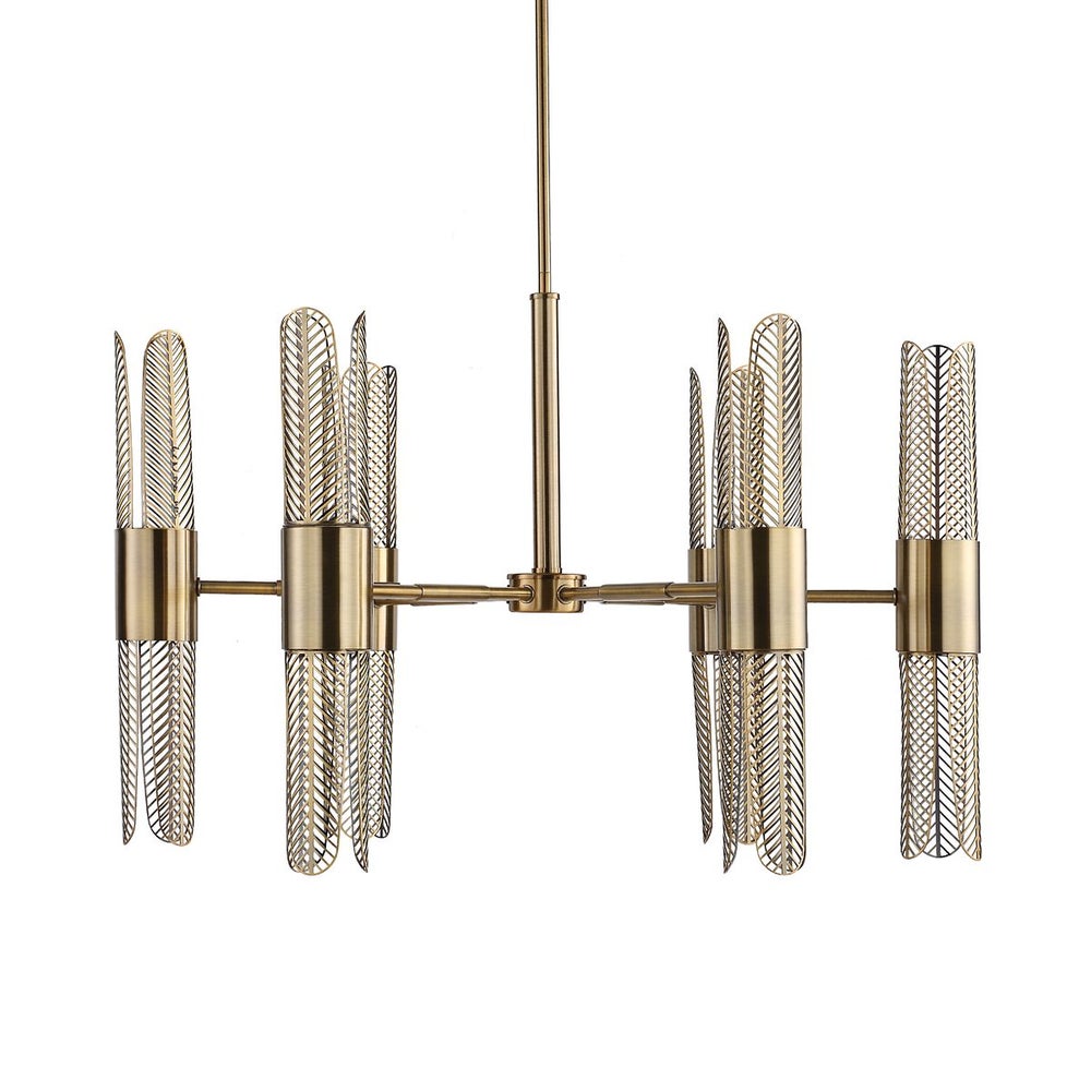 Uttermost Cret Art Deco Brass 12 Light Chandelier - Image 3