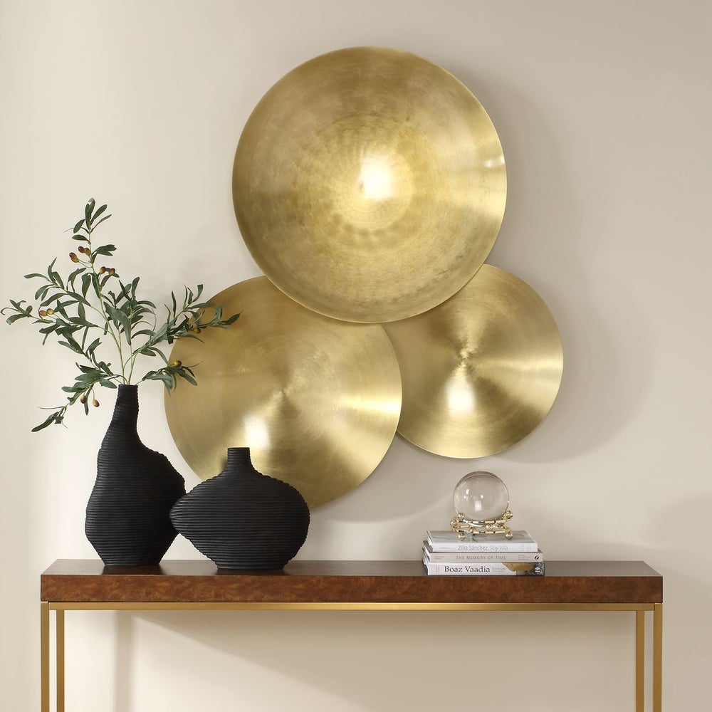Uttermost Cymbalic Brass Iron Discs Wall Decor ~ Set Of 3 - Image 1