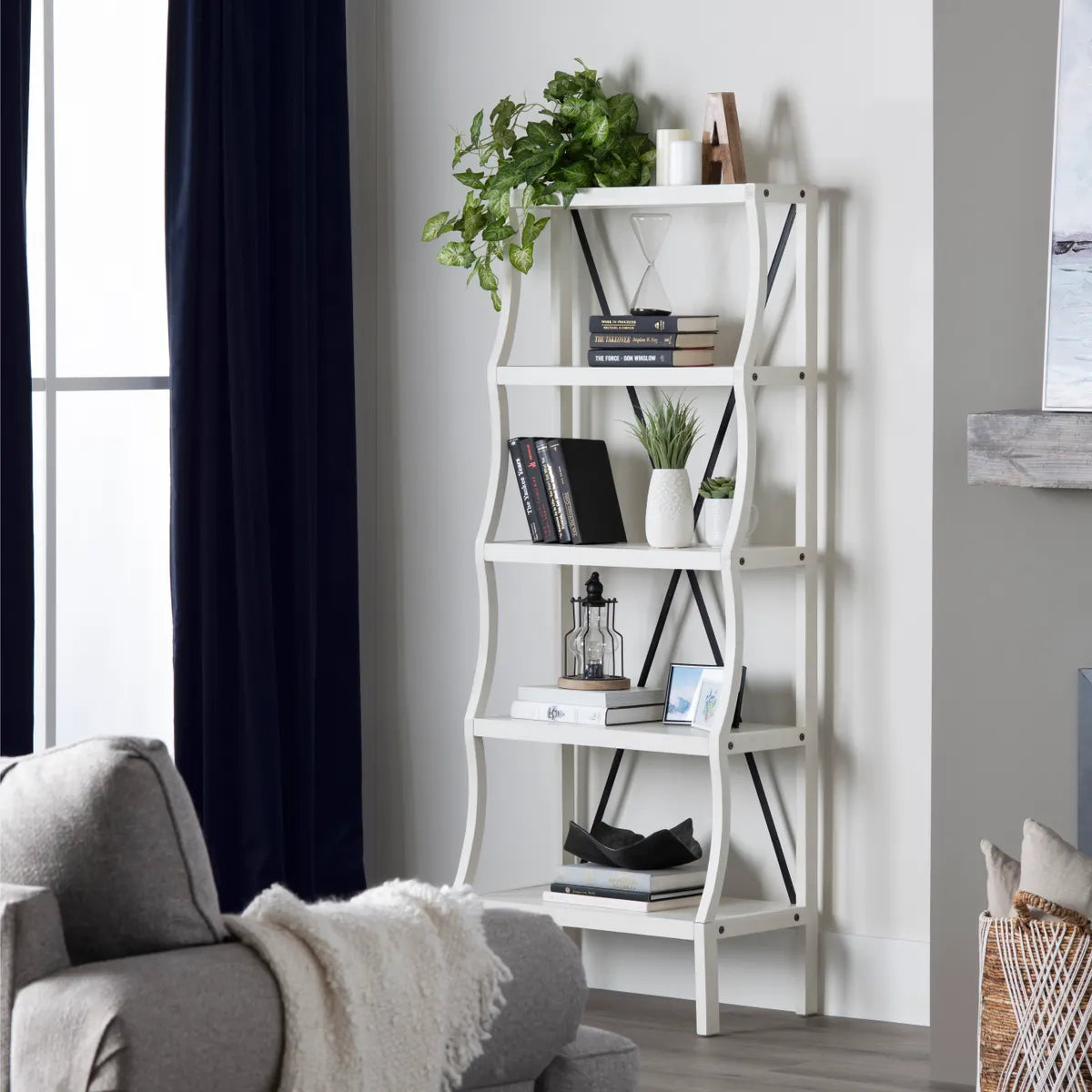 Crestview Collection Radcliff White Painted Wood Etagere - Image 1