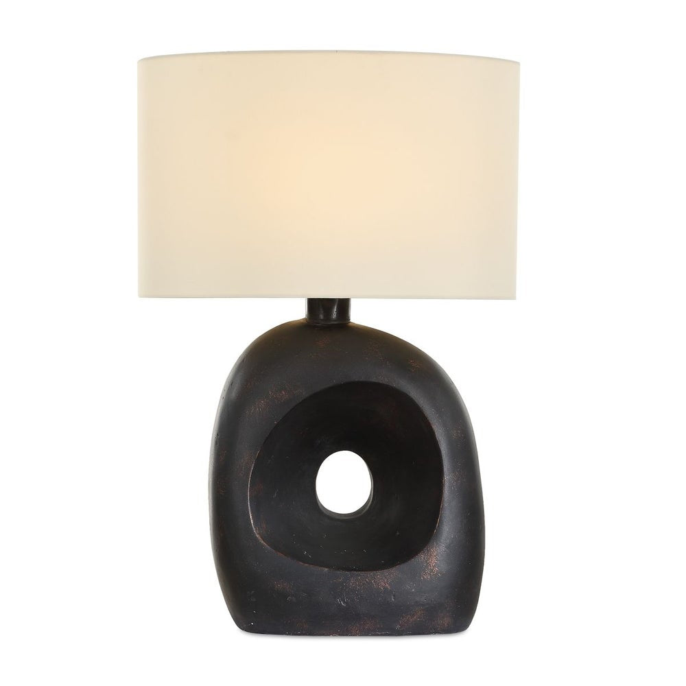 Uttermost Peephole Dark Bronze Table Lamp With Linen Shade ~ Indoor And Outdoor Use - Image 3