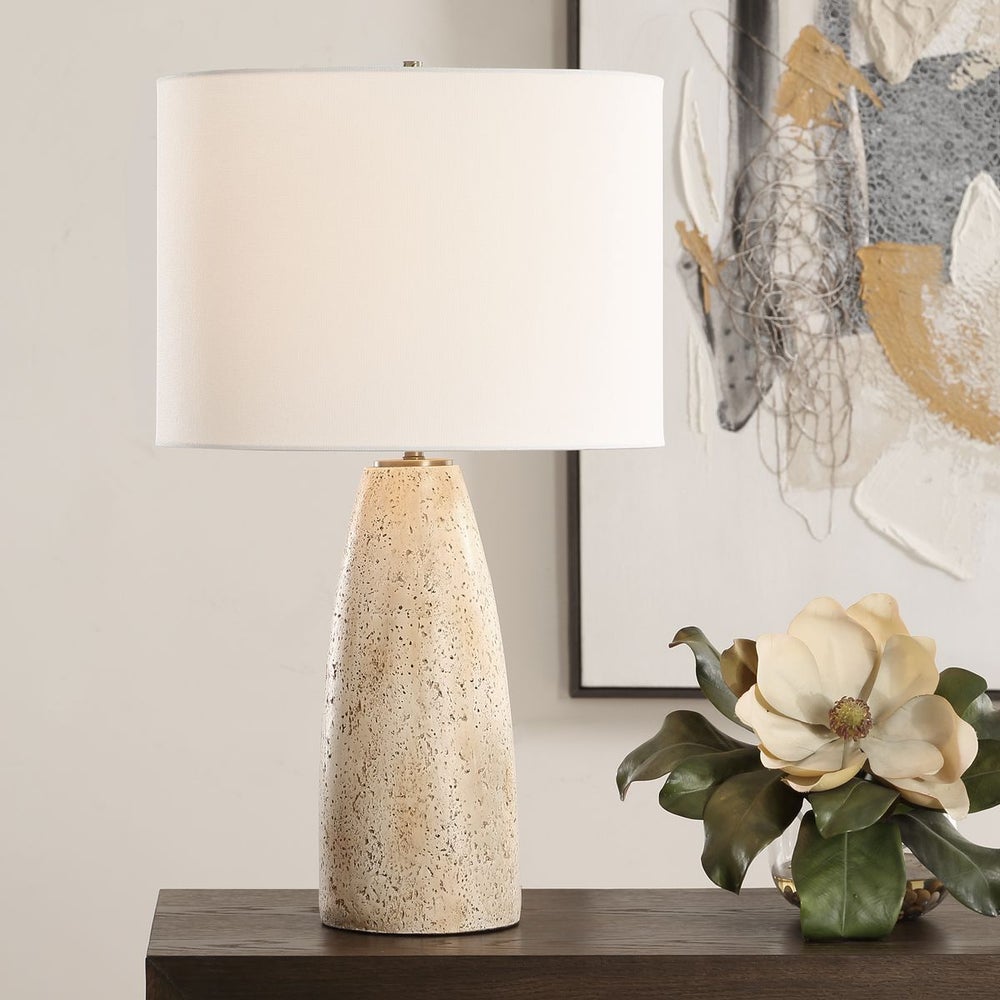 Uttermost Maury Table Lamp With White Linen Drum Shade - Image 1