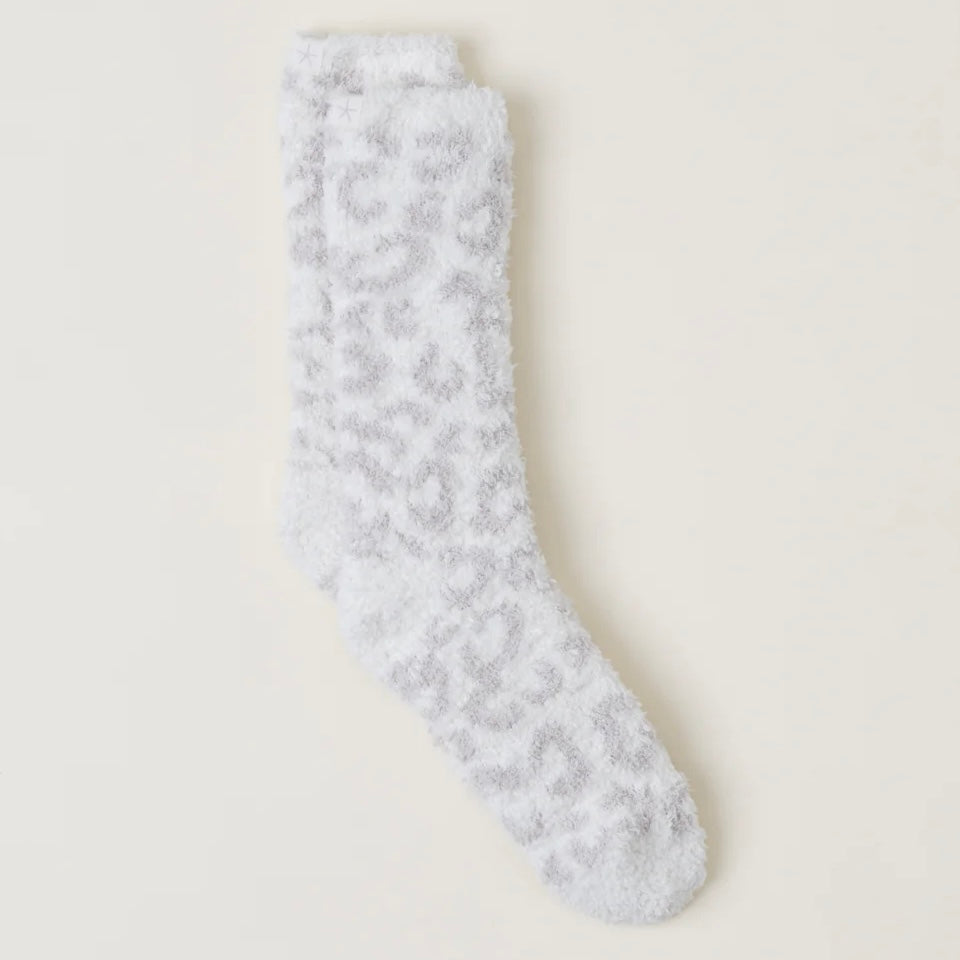 Barefoot Dreams CozyChic Cream & Stone Leopard In The Wild Socks - Image 2