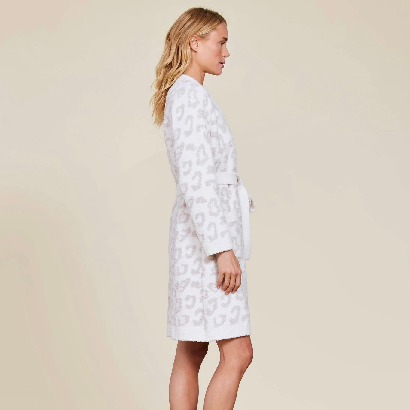 Barefoot Dreams CozyChic Cream & Stone Leopard In The Wild Robe ~ Size Small / Medium - Image 2