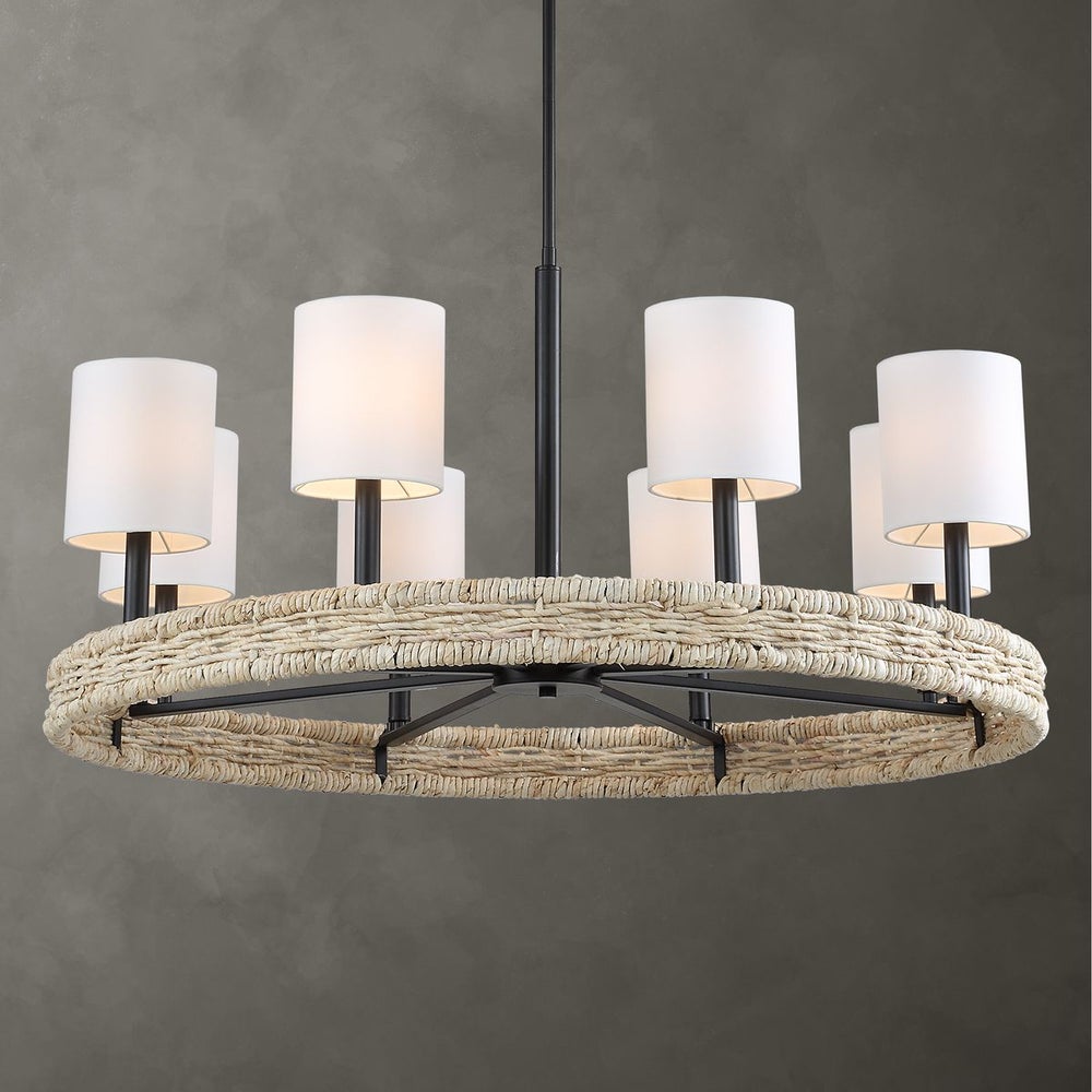 Uttermost Faiyam Woven Rattan Rich Dark Bronze Finish 8 Light Chandelier - Image 2