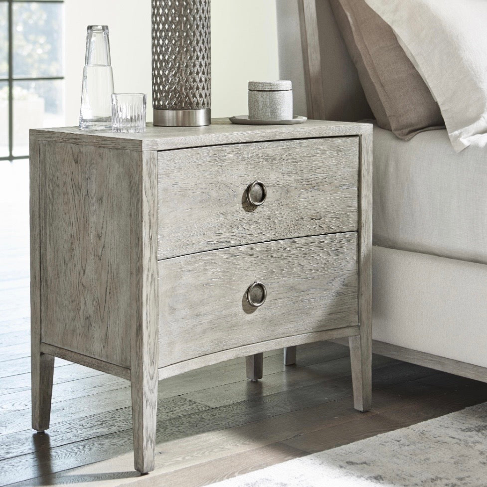 Bernhardt Albion Collection Two Drawer Nightstand ~ Pewter Finish