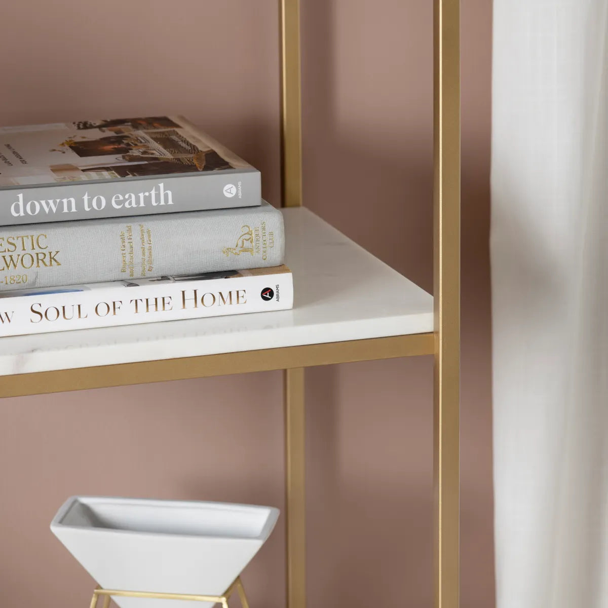 Crestview Collection Stellar White Marble And Gold Etagere - Image 2