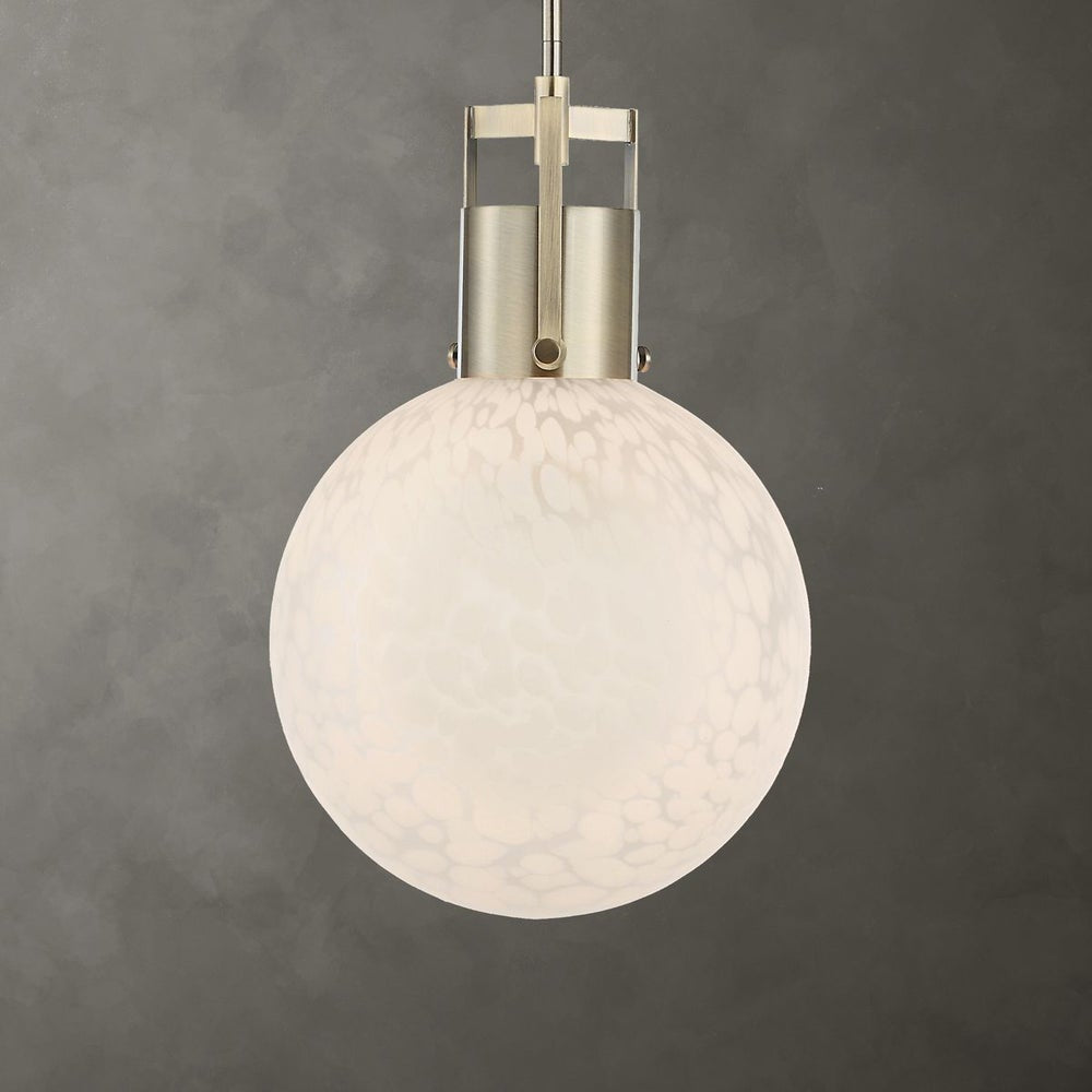Uttermost Huch White Spotted Glass Globe 1 Light Pendant - Image 1