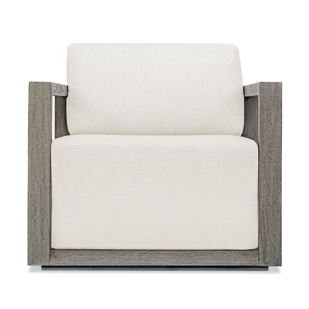 Uttermost Remsen Mahogany Wood With Oyster White Fabric Outdoor Swivel Lounge Chair - Image 2
