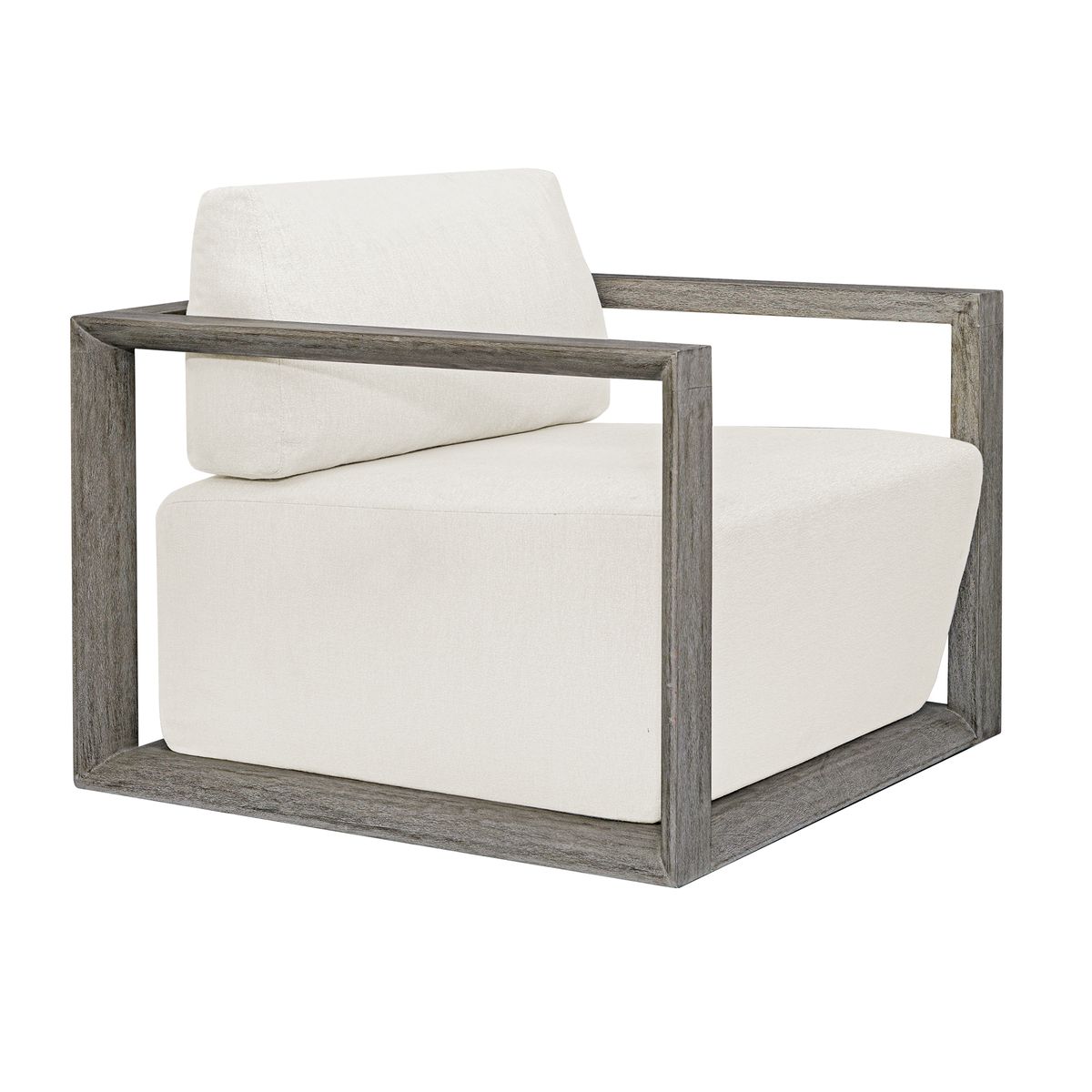 Uttermost Remsen Mahogany Wood With Oyster White Fabric Outdoor Swivel Lounge Chair - Image 3