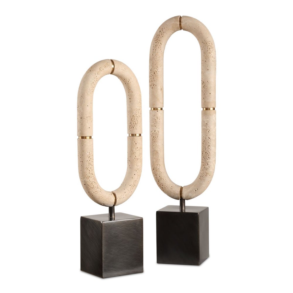 Uttermost Oval Fusion Ivory Stone Set of 2 Sculptures - Image 2
