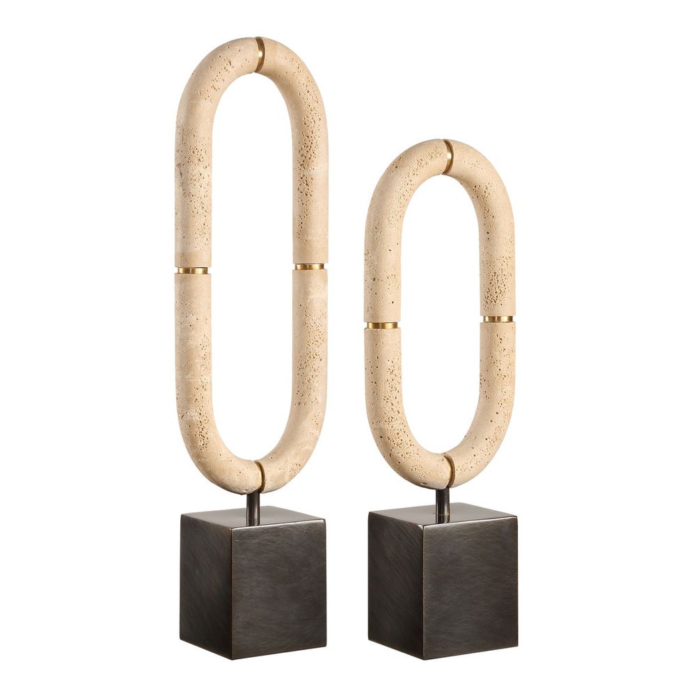 Uttermost Oval Fusion Ivory Stone Set of 2 Sculptures - Image 3
