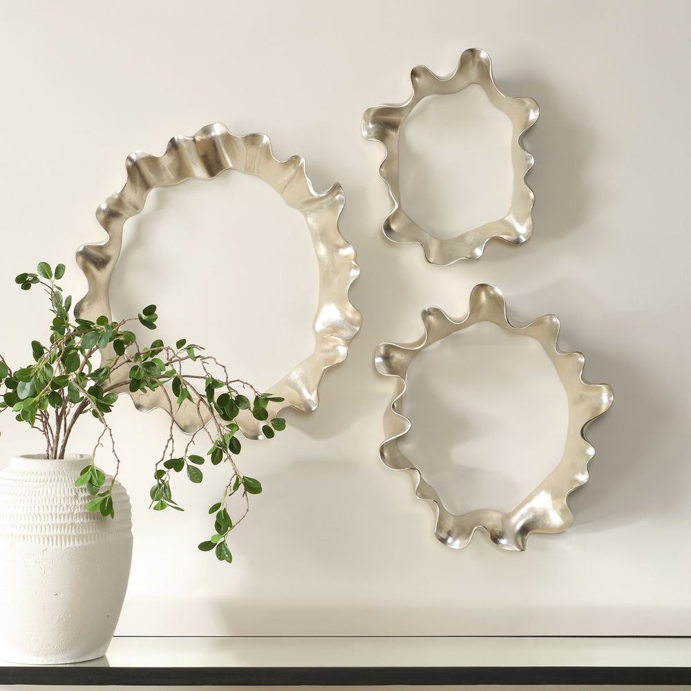 Uttermost Ripple Effect Sculpted Warm Silver Wall Decor ~ Set Of 3 - Image 2