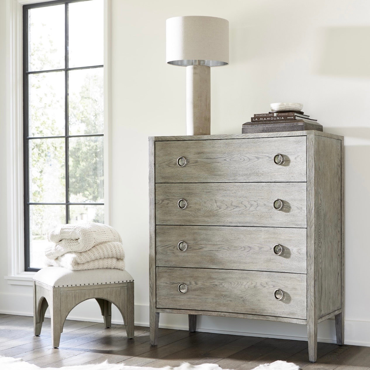 Bernhardt Albion Collection Four Drawer Tall Chest ~ Pewter Finish - Image 2