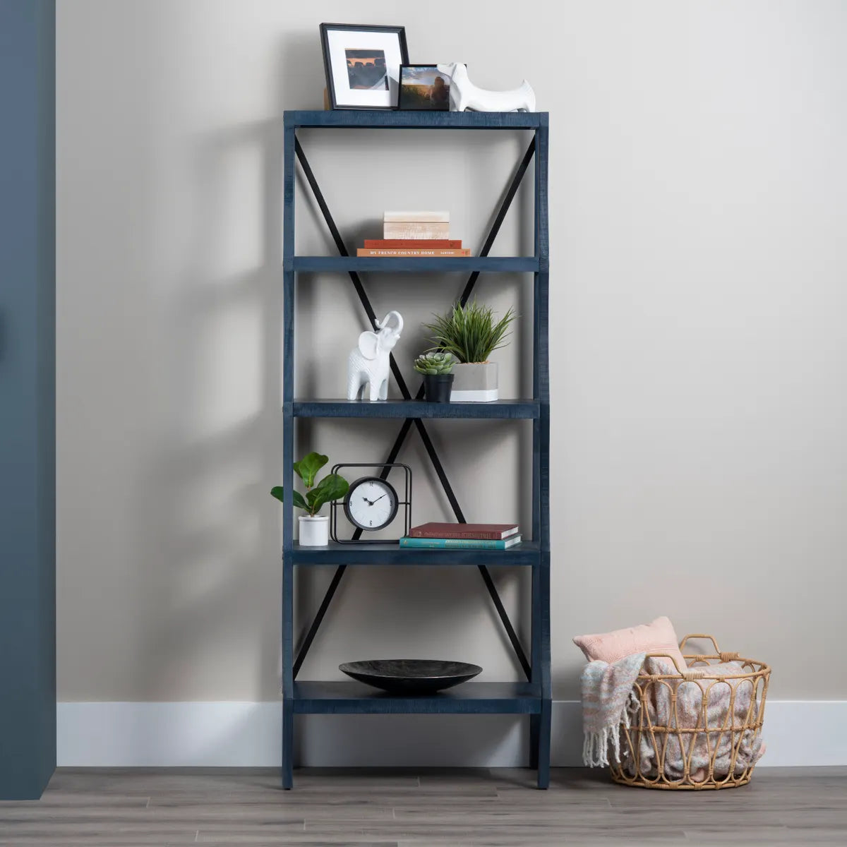 Crestview Collection Eastline Painted Blue Wood Etagere - Image 2
