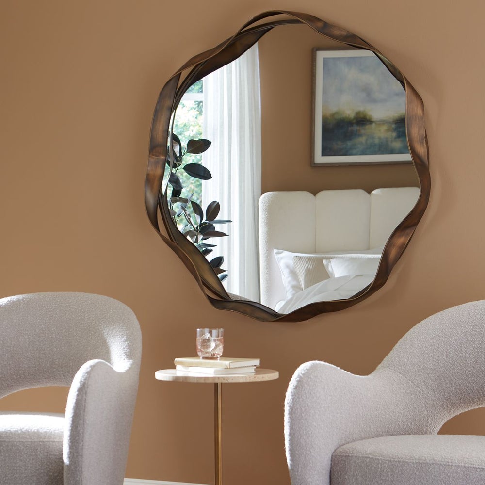 Uttermost Catch The Wave Iron Frame Bronzed Round Mirror - Image 3