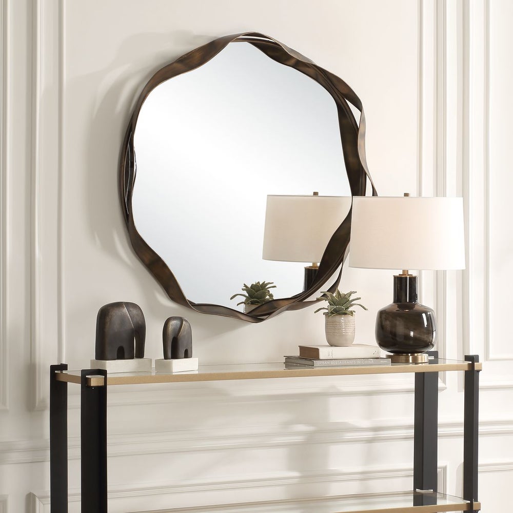 Uttermost Catch The Wave Iron Frame Bronzed Round Mirror - Image 2